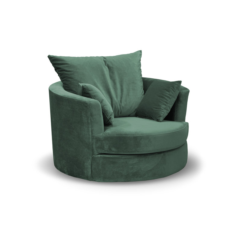 Curwood Upholstered Swivel Barrel Chair, Sage