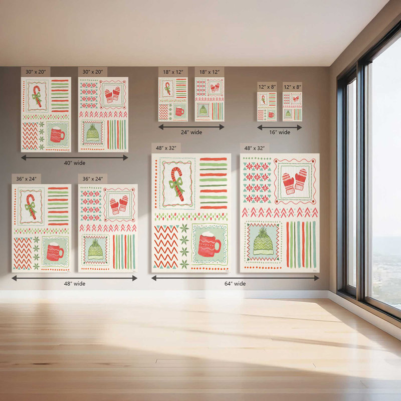 Cozy Winter Patchwork, ensemble de 2 impressions sur toile, Stretched Canvas, Toile tendue, H 12 po x l 16 po