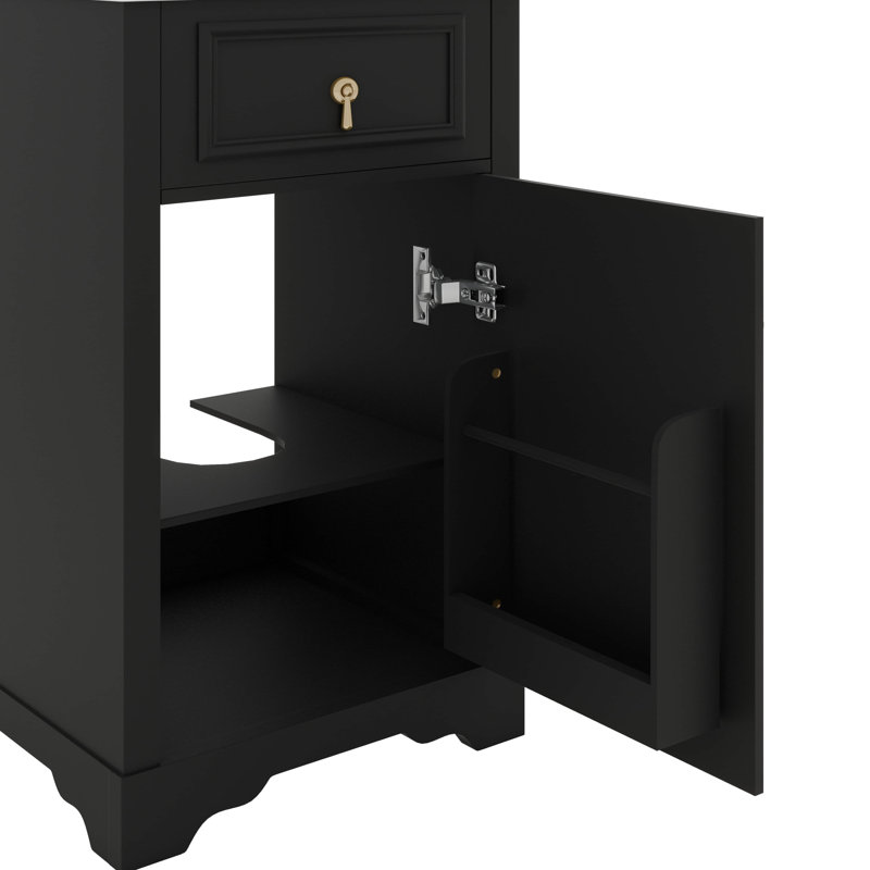 Meuble-lavabo de 20 po avec lavabo en céramique, Noir