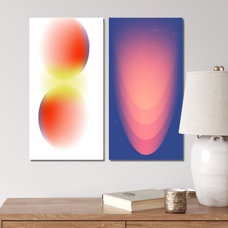 «Retro Abstract Minimal Colorful Geometrics V», ensemble de 2 reproductions, Toile tendue, H 20 po x l 24 po x P 1 po
