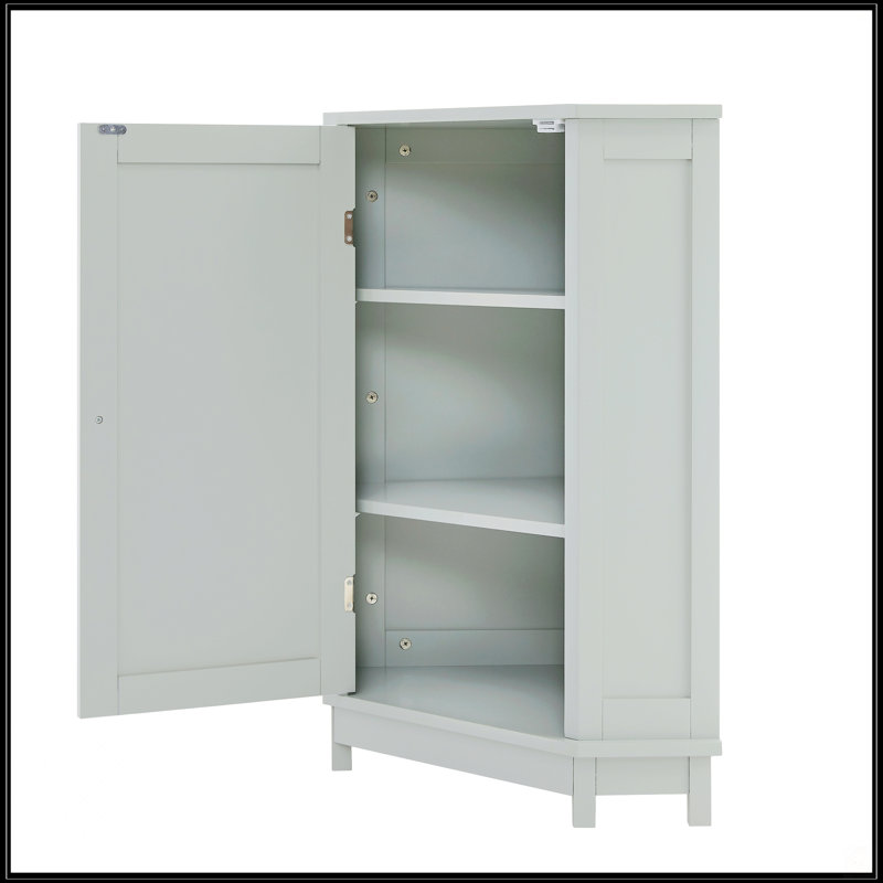 Armoire de rangement de coin triangulaire avec tablette réglable, Gris