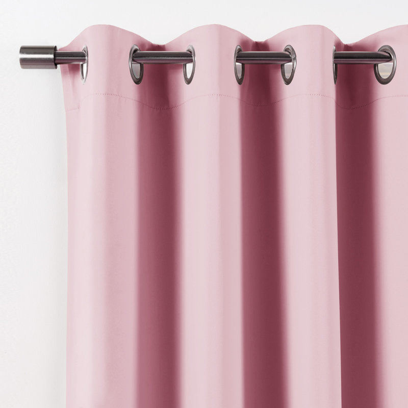 Schaeffer Solid Blackout Thermal Grommet Curtain Panels, Light Pink, 52"W x 96"L