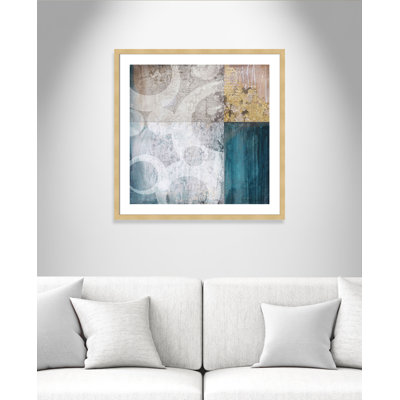 Deymus 'Teal Quadrant' Framed Acrylic Painting Print