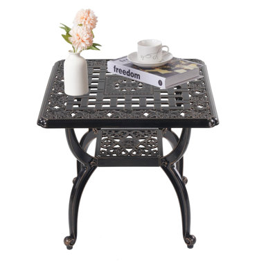 All-Weather Round Side Table - Cast Aluminum Outdoor Coffee Table by Darby Home Co