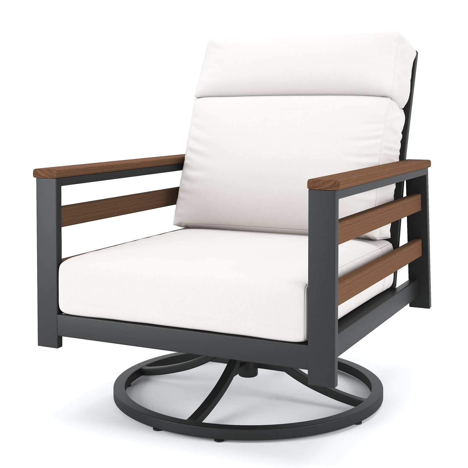 Townsend Sunbrella® Swivel Patio Lounge Chair, Canvas White, Brown