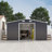 Outdoor metal Shed with Windows and vents-114879882