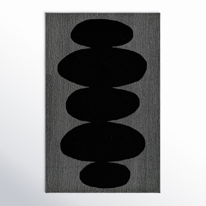 Crisey 6 Simba Hand Tufted Wool Contemporary Black Area Rug 2' X 3', Rectangle 3'6" x 5'6"