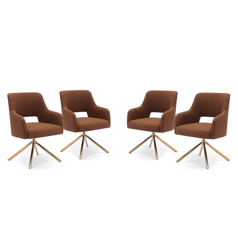 Fauteuil pivotant rembourré Breann, Mélange de polyester rouille et orange