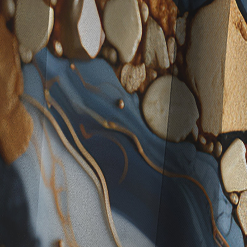 Panneau de rideau abstrait, motif de géode bleu doré, occultant - art de géode or et bleu II, L 52 po x L 108 po