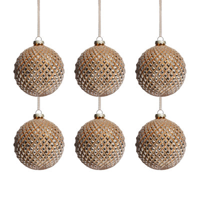 Metallic Glass Ball Christmas Ornaments, Set of 6