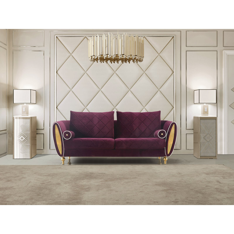 Vaughan 91'' Velvet Sofa, Burgundy