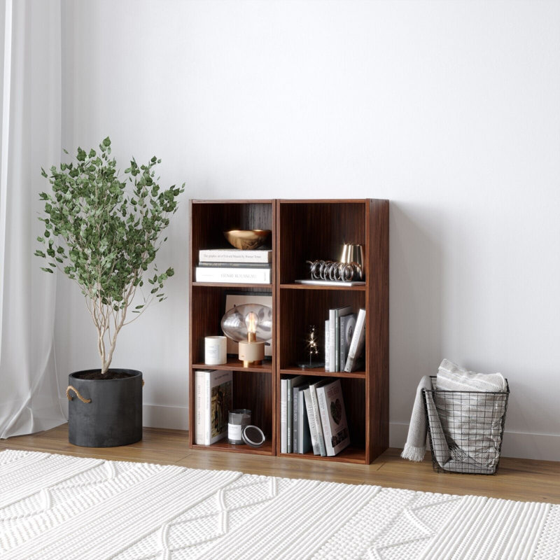 Jaidyn 76.2cm H x 76.2cm W Standard Bookcase, Teak, Set of 2