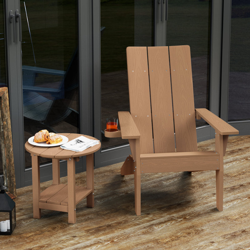 Outdoor Adirondack Chair With Table, Teak