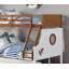 Lit superposé simple au-dessus d'un lit double de style moderne moderne avec rails en échelle attachés et structure de joint verrouillable pour lit supérieur au fini chêne sécuritaire Lit inférieur au fini blanc-1366863750