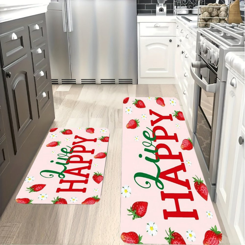 Ensemble de 2 tapis d'entrée de cuisine pastel Home Sweet Home, Red Home Sweet Home