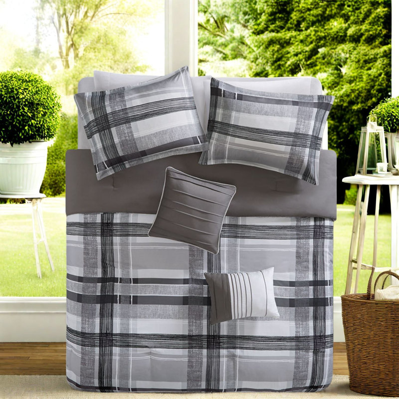 Ensembles de literie confortables en polyester, tissu écossais moderne pour la maison