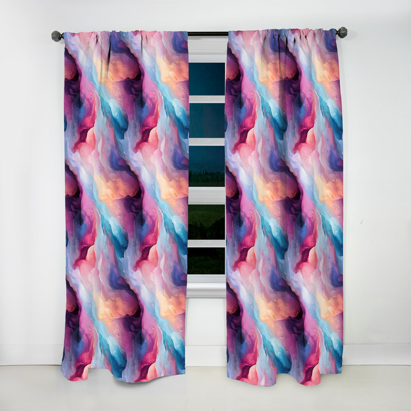 Multicolore Cosmic Marble Nebula - Rideau obscurcissant en marbre marbré abstrait - 1 panneau, L 52 po x L 90 po