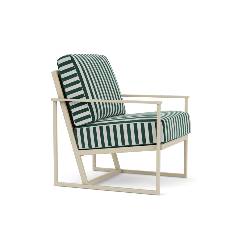 Summit Outdoor Lounge Chair, Safari White Stripe, Fawn, Linen