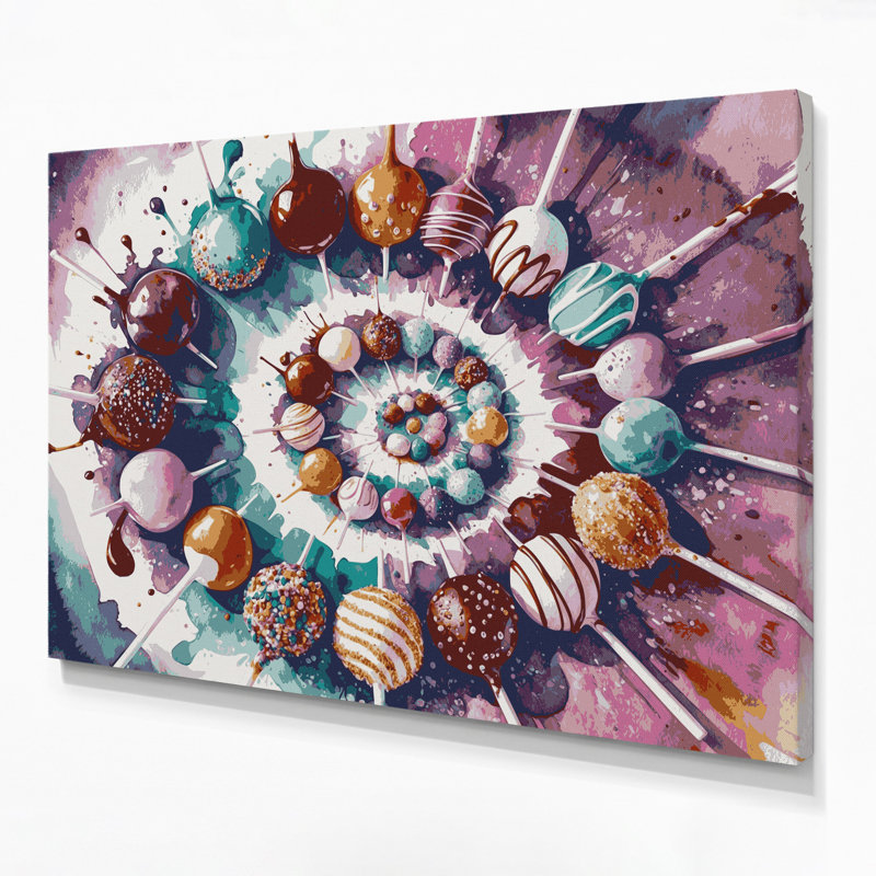 «Desserts Cake pops», art mural sur toile rose, H 11 po x l 14 po