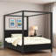 Lit plateforme à baldaquin en bois avec panneau cannelé et pieds robustes-1953687500-1953687502