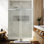 Porte de douche à double fermeture coulissante sans cadre avec verre givré de 3/8 po (10 mm) Opal Mirage MCOCOD l 56-61 "x H 76"