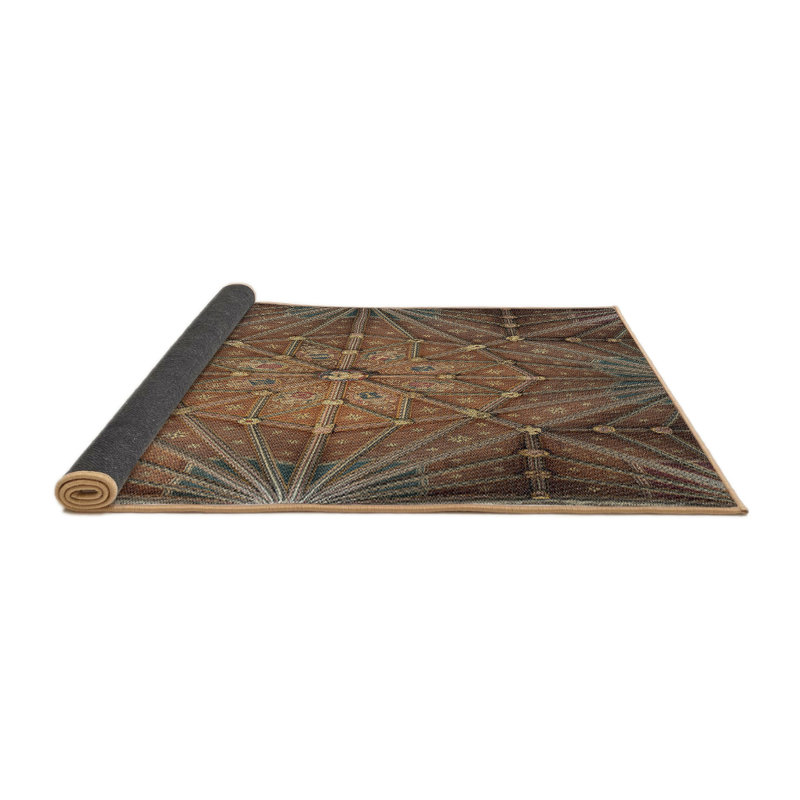 Tapis brun tissé à la machine, Rond 5 pi