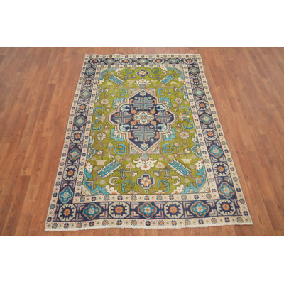 Green Geometric Medallion Traditional Rug 4x6