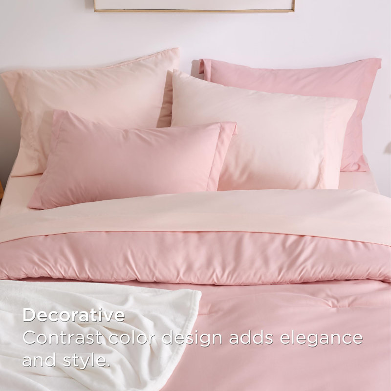 Bedsure Prewashed Bedding Set with Soft Fleece Microfiber Bed Blanket, Queen Comforter + 7 Additional Pieces