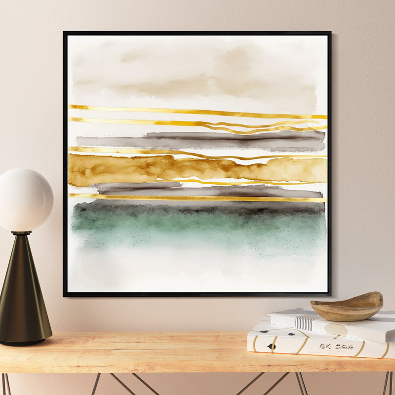 Golden Morning Glory III - reproduction sur toile, L 36 po x H 36 po, Toile à cadre flottant noir