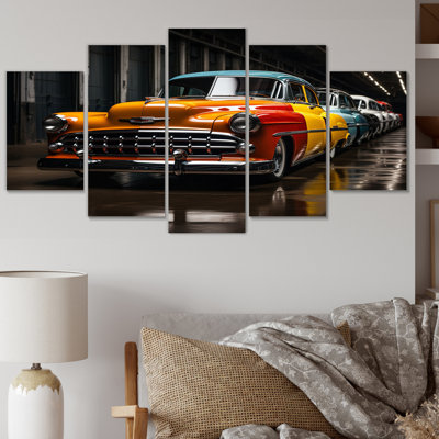 Colorful Pickup Truck Retro Rides - Transportation Canvas Print - 5 Panels