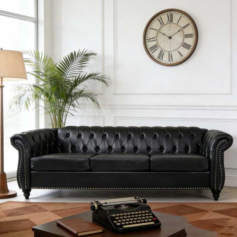 Canapé Chesterfield 84,65 po, Noir