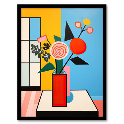 Floral Cubism Pop Art Cubist Vibrant - Single Picture Frame Print
