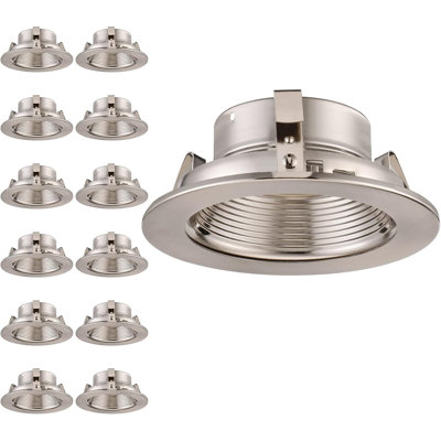 Collar 4" Recessed Light Baffle Trim, Full Metal Can Light Trim for Halo and Juno Remodel, Satin Nickel