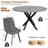 Round Dining Table Set for 4, Modern Kitchen Table with X-Shaped Legs and U-Shaped Cushioned Chairs, Wooden Dining Room Set for Kitchen and Dining Room (Gray Table with 4 Gray Chairs)-500198678