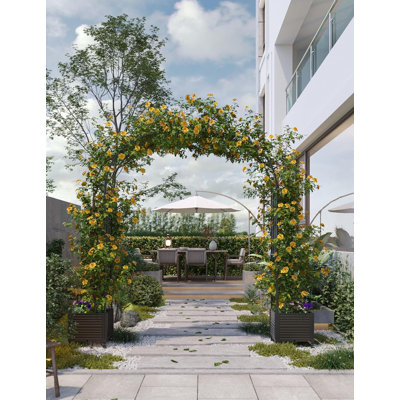 Garden Arch Trellis with Planter Box, Heavy Duty Metal Arbor for Climbing Plants & Wedding Decor