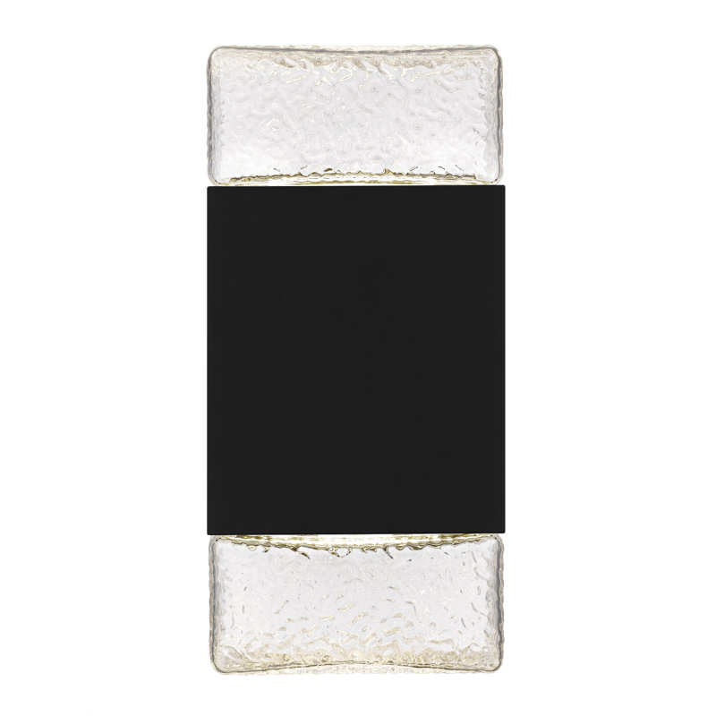 Saxton Integrated LED Matte Black Outdoor Wall Lantern, 10" H x 4.75" W x 5.5" D