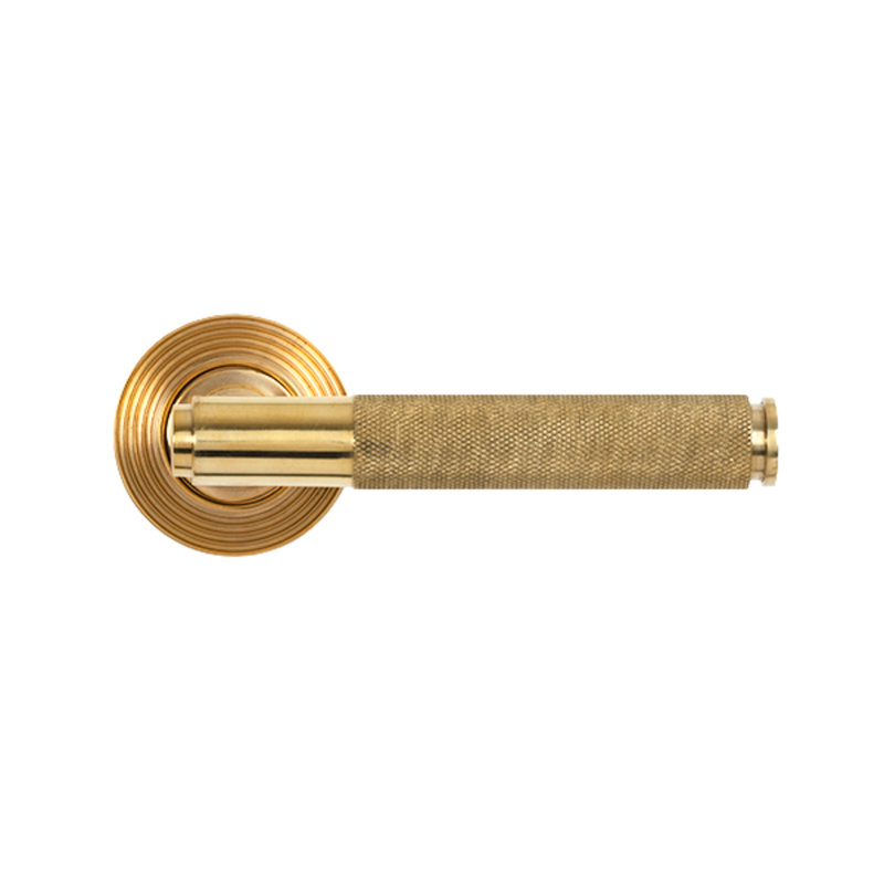 Brompton Lever on Rose Set (Beehive) - Unsprung, Polished Brass