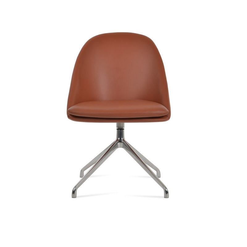 Chaise d'appoint pivotante Avanos Spider, Chrome, Cannelle