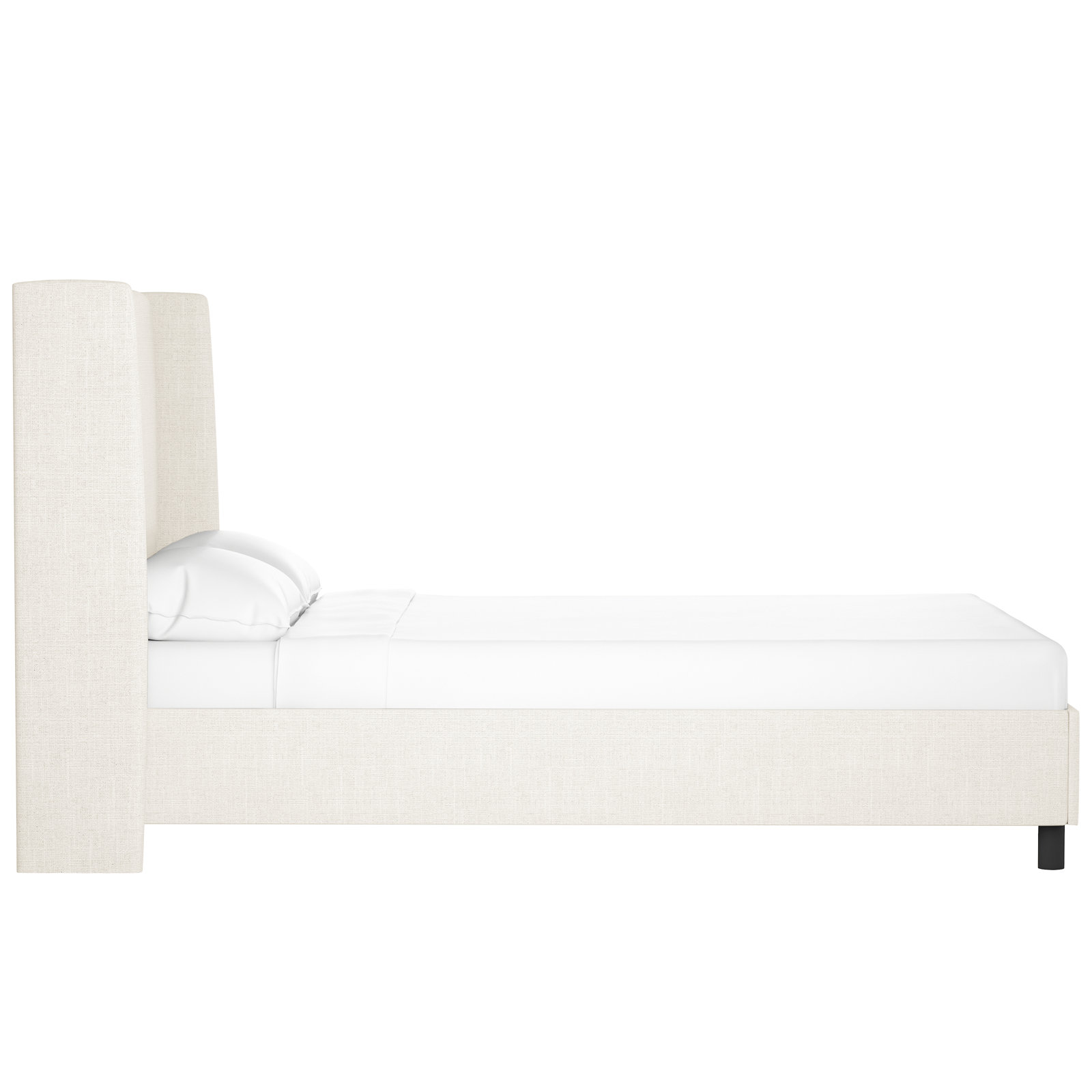 Tilly Linen Upholstered Wingback Bed, Twin, Zuma White Textured Linen