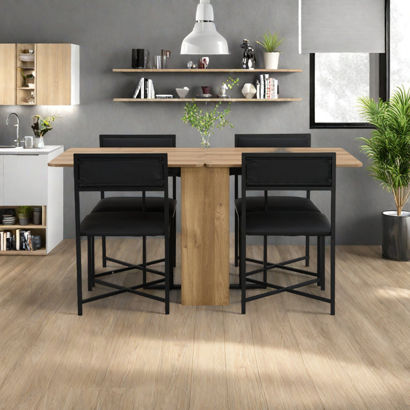 Ensemble de table de salle à manger extensible de 63 pouces Modern Modern, Noir