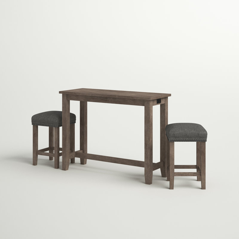 Ensemble de table de salle à manger 3 pièces à hauteur de comptoir Halethorpe, Table brune avec chaise grise