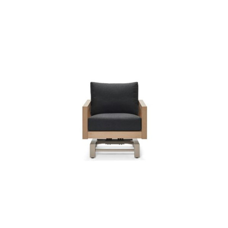 Chaise longue d'extérieur avec coussin Sierra, Écorce, Sunbrella® en gravier piqué