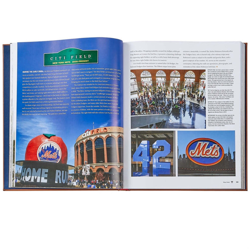 Graphic Image Ballparks Past And Present Coffee Table Book, Leather, Tan