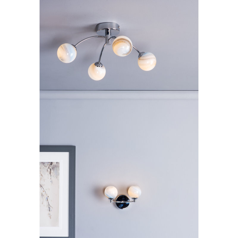 Flush Mount, 22.5" H x 44" W x 44" D, 4