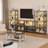 3 Tier Book Shelf with LED Lights, Grey Industrial Metal Display Book Case, Open Book Shelf Organizer, Tall Bookshelf, Heavy Duty Storage Bookcase for Bedroom Office Living Room-1032313161-1032313160-1029831801