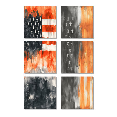 «American Flag Patriot Memories», ensemble de 6 impressions murales florales