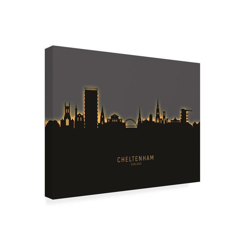 «Cheltenham England Skyline Glow II», art de Michael Tompsett, H 14 po x l 19 po x P 2 po
