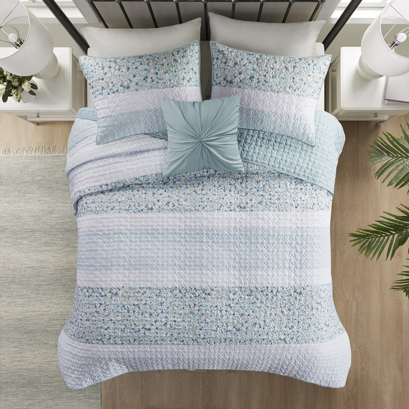 Ensemble de courtepointe double / grand 4 pièces avec coussin décoratif, Courtepointe pour grand lit + 3 pièces supplémen