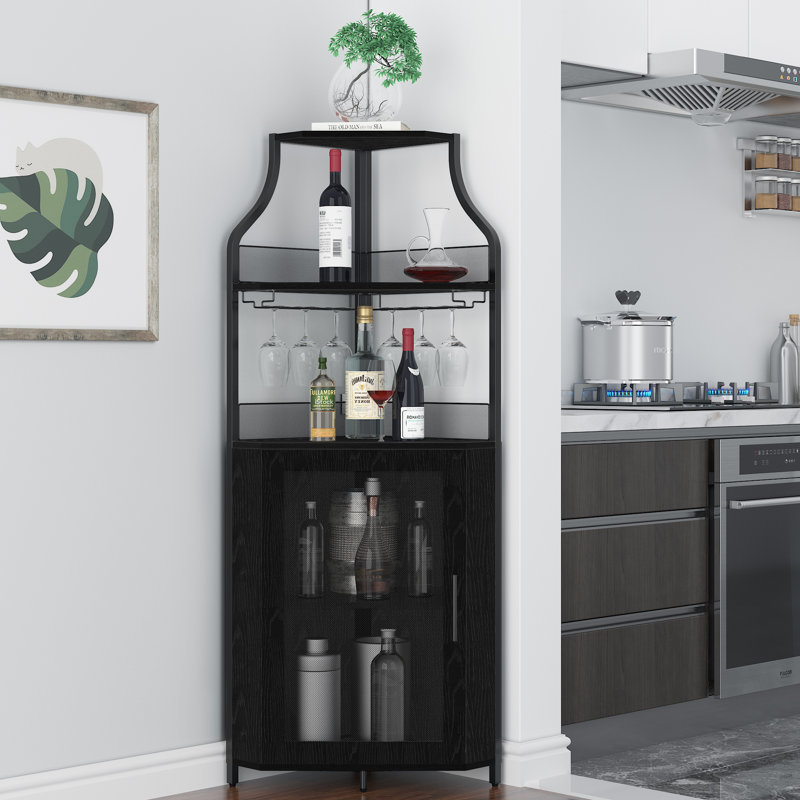 Solid Wood Floor Wine Bottle Rack, Black