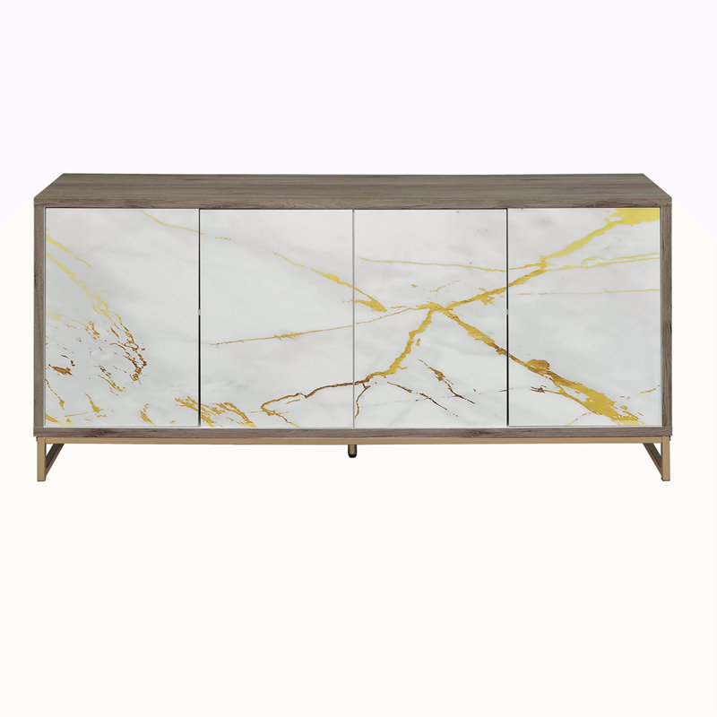 Armoire console avec finition chêne blanc et finition champagne
